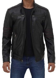 แจ็กเก็ตหนังแกะสำหรับผู้ชายสไตล์สตรีทของผู้ชายเสื้อแจ็คเก็ตหนังแกะสำหรับผู้ชายปกตั้งเป็นมิตรกับสิ่งแวดล้อม - Product Image 3