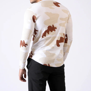 T-shirt pour homme à manches longues 100% coton, séchage rapide, col rond, avec impression par sublimation, tissu tricoté, livraison directe d'usine - Product Image 4