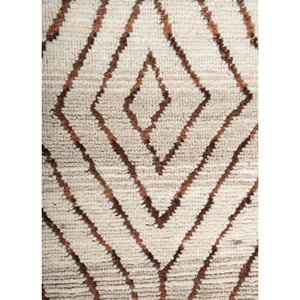 พรมขนสัตว์ถักมือลายเรขาคณิตทรงสี่เหลี่ยมผืนผ้า รุ่นซูริ ไอวอรี่ สำหรับห้องนั่งเล่นหรือห้องนอน-AKWJ-1037 ขนาดใหญ่ 9x12 - Product Image 3