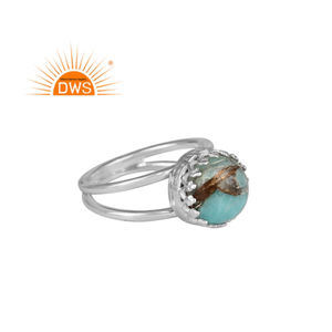 Mejor Venta de plata esterlina Natural Mojave cobre amazonita piedra preciosa declaración anillo personalizado joyería fabricante - Product Image 1
