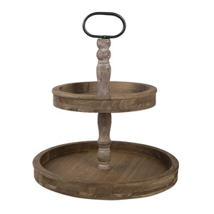Présentoir à gâteaux en bois à 2 étages Support de service de qualité supérieure Plateau de présentation à dessert rond Plateau de service décoratif - Product Image 2