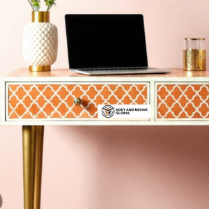 Cao Cấp xương Inlay bàn với Brass kết thúc chân nghiên cứu, văn bản & máy tính xách tay bảng - Product Image 3