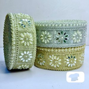 Dentelles brodées écologiques sur mesure avec motif géométrique style vintage pour vêtements, sacs, chaussures et textiles de maison - Product Image 3