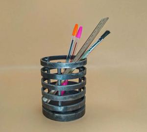 AK Brass Trending Round Metal <b>Pen</b> Stand in Antique Finished Unique Piece <b>For</b> Tableware / Library Decor - Product Image 1