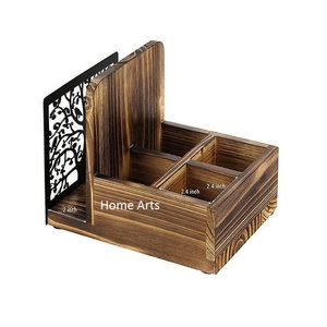 Soporte para cubiertos de madera y galvanizado de 3 compartimentos con soporte para cubiertos de tamaño personalizado de calidad superior en la India - Product Image 2