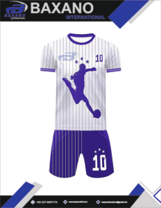 Conjunto de Camiseta de Fútbol con Estampado Ligero de Secado Rápido con Cuello en V, Uniforme de Fútbol Blanco y Azul, Camiseta y Pantalones Cortos - Product Image 4