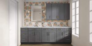 ชุดตู้ครัวไม้เนื้อแข็งสไตล์เขย่าสีเทาผลิตจากโรงงานในเวียดนามพร้อมประกอบดีไซน์จากสหรัฐอเมริกา - Product Image 4