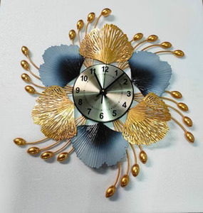 นาฬิกาควอตซ์สำหรับตกแต่งบ้านดีไซน์รูปใบไม้ทำจากโลหะดีไซน์ใหม่มีสไตล์สำหรับห้องนั่งเล่นห้องนอนสำนักงานหรือโรงแรม - Product Image 5