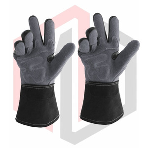 Ergonomic Industrial Anti-Chemical Leather Gloves with Reinforced Palm Extended Wrist Guard <b>7</b> oz Thickness 16INCH Length - Product Image 6