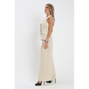 Made in Italy Primavera Verano Pantalones de pierna ancha de lino para mujer Diferentes colores disponibles - Product Image 4