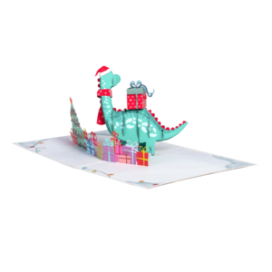 Merry Christmas 3D ตัดกระดาษงานฝีมือใหม่คริสต์มาสไดโนเสาร์ธีมต้นไม้บ้านซานตาบัตรอวยพรของที่ระลึกพิมพ์ออฟเซ็ต - Product Image 4