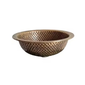 Handcrafted Round <b>Copper</b> Basin With Cute Charming Design Adds Warmth And Unique Style To Any Space - Product Image 4