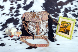 กระเป๋าสะพายไหล่หนังมีพู่แกะสลักสไตล์วินเทจดีไซน์แบบตะวันตก - Product Image 4