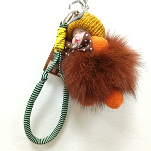 Sweet Cute Sleeping Baby Doll Keychain Pom Pom Rabbit Fur Ball <b>Key</b> Chain Fluffy Car <b>Key</b> <b>Ring</b> <b>Bag</b> Charm Gift Plush Fur <b>Key</b> Chains - Product Image 2