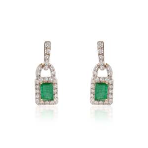 Boucles d'oreilles en émeraude et diamant - Product Image 6