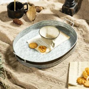 Lot de 3 plateaux de service galvanisés design vintage avec poignée plateau de service de forme et taille personnalisées pour centre de table d'hôtel - Product Image 5