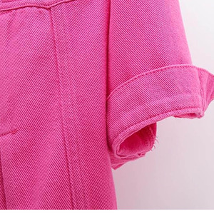 Chaqueta vaquera azul claro para mujer, ropa de abrigo informal con botones delanteros, chaqueta vaquera de manga corta - Product Image 6