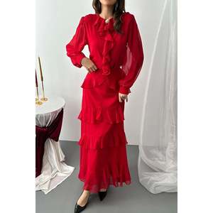 ชุดชีฟองระบายสีแดง - สีแดง - Product Image 4