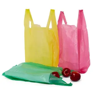 HDPE/LDPE Eco Friendly Custom Recyclable Printed Shopping bag T-shirt Plastic Bags Supermarket Grocery Shopping bag