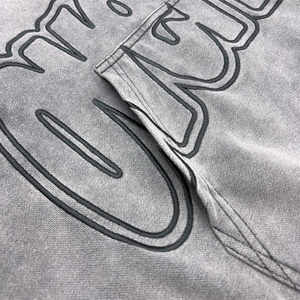 Topshow Custom logo High Quality <b>Waffle</b> Lined Washed Hoodie No String Oversize Embroidered Grey Acid Wash Hoodie - Product Image 3