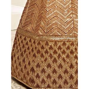 Magnifique Lehenga Choli en soie slub brodée marron pour demoiselles d'honneur ou mariages - Product Image 1