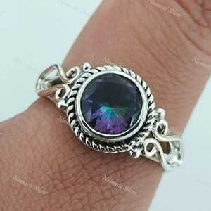 แหวนออโรร่า มิสติก โทแพซ เงินแท้ 925 แหวนสัญญาทำมือ - Product Image 2