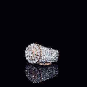 Mens iced out hip hop ring wide band moissanite <b>cluster</b> multi halo pave setting gold plated s925 silver wholesale - Product Image 3