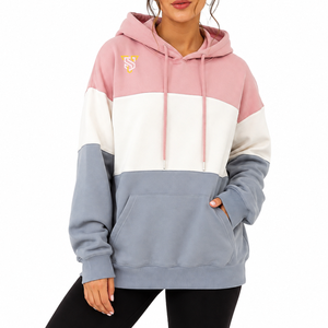 Sudadera con Capucha para Mujer, Diseño Color Block, Mezcla de Algodón y Felpa, con Bolsillo y Logotipo Bordado en la Parte Delantera, Ropa Casual de Invierno - Product Image 2