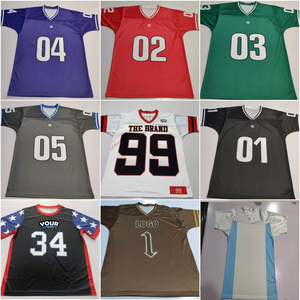 Maillot d'entraînement de football américain personnalisé, rouge, en maille, col en V, manches courtes, respirant, antibactérien, léger - Product Image 2