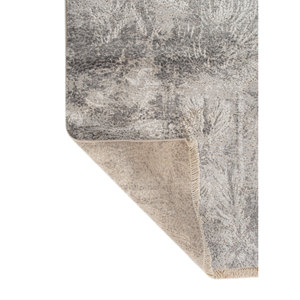 Tapis en laine et soie de bambou noué à la main, motif floral Pansy, ivoire, design puzzle rectangulaire pour la maison, l'entrée, la chambre d'un adolescent -Srb(158) - Product Image 5