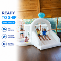 Château Gonflable Blanc pour Enfants, Vente Directe Usine, MOQ 1, Idéal pour Petites Locations de Mariages et Jardins, avec Zone de Saut et Toboggan Gonflable