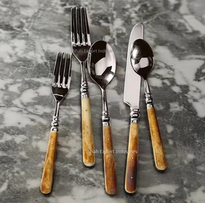 Juego de cubiertos chapados en plata con mango de hueso antiguo Juego de Cubiertos de acero inoxidable 304 de grado alimenticio para decoración de mesa de comedor - Product Image 3