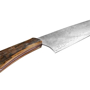 Vente en gros personnalisé de haute qualité OEM ODM Service fait à la main manche professionnel tout damas couteau de chef de cuisine lame tranchante fixe - Product Image 3