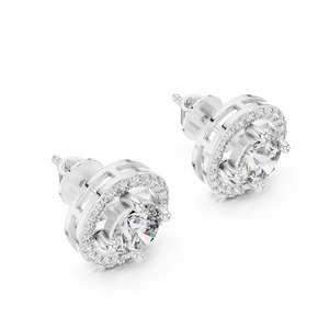 925 Sterling <b>Silver</b> Excellent Quality Nice Cut Round Shape Moissanite Gemstone Handmade Designer Classic Piercing <b>Stud</b> Earring - Product Image 4