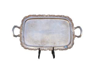 Bandejas de servicio chapadas en plata Vintage y Antiqui de alta calidad con mango de latón Venta caliente - Product Image 1
