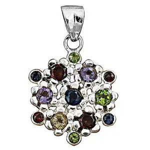 Collier pendentif en cristal coloré pour femmes avec argent 925 et design floral en pierres précieuses - Product Image 1