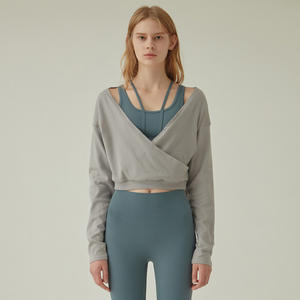 Venta al por mayor de Otoño de moda cuello en V sudaderas con capucha para las mujeres Blusa de manga larga chándal informal - Product Image 2