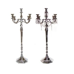 Candelabros altos Juego de 2 candelabros plateados de lujo de pie para sala de estar Diseño único Venta caliente Candelabros hechos a mano - Product Image 1
