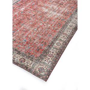 Tapis en laine noué à la main vintage grande surface Pae-2042, motif floral rouge-orange, pour salon, couloir, chambre d'adolescent, rectangulaire - Product Image 2