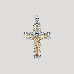 Classic Fashionable 14K Two Tone Gold Plated <b>Crucifix</b> Pendant Religious Christian Jewelry CZ Diamond Zircon Alloy for Children - Product Image 4