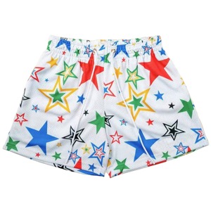 Pantalones Cortos de Baloncesto de Malla de Doble Capa Sublimados Personalizados de Poliéster de Alta Calidad con Estampado Completo de Estrellas y Entrepierna de 5 Pulgadas - Product Image 6
