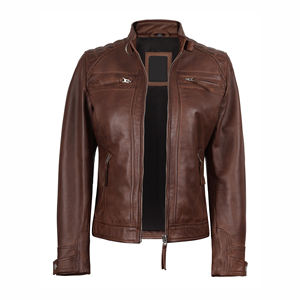 Veste en cuir véritable pour femmes personnalisée de haute qualité support élégant toile tissu respirant hiver article vente chaude en gros - Product Image 5