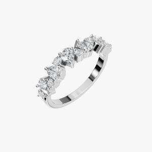 Bague en argent sterling 925 avec pierre de forme mixte, diamant moissanite, cadeau pour elle - Product Image 2