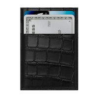 Porte-cartes de crédit fin et exotique de qualité supérieure en cuir de crocodile de l'Himalaya véritable