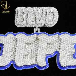 Nouveautés Dernière conception Iced Out Round Cut VVS Moissanite Diamant Émail Lettre Hiphop Pendentif Pour Hommes - Product Image 3