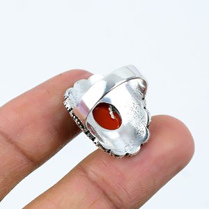 Anillos Boho de Piedra Preciosa Cornalina Natural, Forma Ovalada, Chapados en Oro Rosa con Engaste de Bisel, Anillo de Talla Única a la Moda, Regalo - Product Image 3