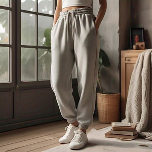 Sportswear <b>Jogging</b> Wear Sweat Pants Trouser Ladies Oversize High Drawstring Waist Fleece Sweatpants Women - Product Image 5