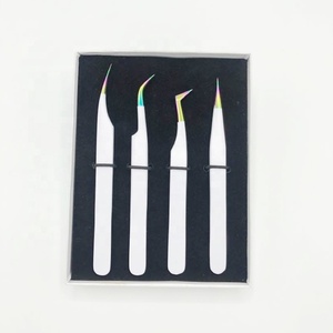 แหนบต่อขนตาแบบปลายแหลมทำจากสเตนเลสเคลือบผงสีรุ้งสำหรับมืออาชีพ - Product Image 1