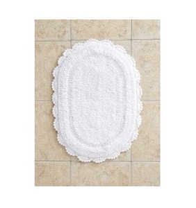 พรมเช็ดเท้ารูปวงรีโบราณ ดูดซับน้ำได้ดี ทำความสะอาดง่าย สีขาว ดีไซน์ใหม่ สำหรับใช้ในบ้าน โรงแรม ผลิตจากผ้าฝ้าย - Product Image 1