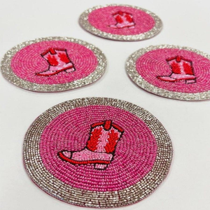 Handmade Seed <b>Beaded</b> Embroidery Christmas Table <b>Coaster</b> Festive <b>Beaded</b> Embroidery Seed Beads Christmas Drink <b>Coaster</b> - Product Image 3